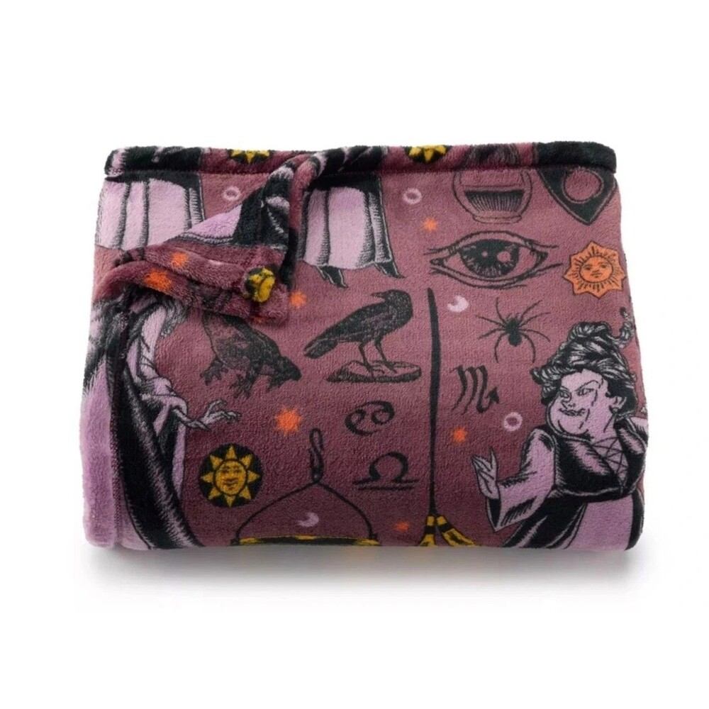 Big One Oversized Plush Purple Hocus Pocus Halloween Throw Blanket, 5'x6'